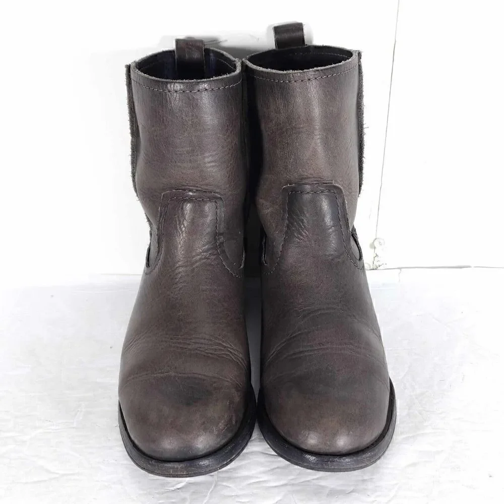 Frye Women's Melissa Slouch Short US 5,5 Brown Leather Pull On Ankle Boots